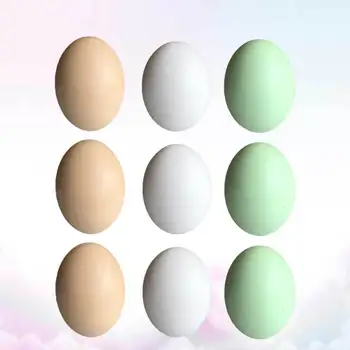 

9Pcs Easter Wooden Simulation Egg Kids Egg Toy Lifelike Egg Kids Role Play Toy Graffiti Egg (White Grey Yellow for Each 3Pcs)