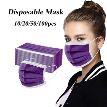 

10-100pcs Disposable Mouth Mask Non-woven 3 Ply Dustproof Breathable Earloop Masks with Elastic Protective Face Cover Mascarilla