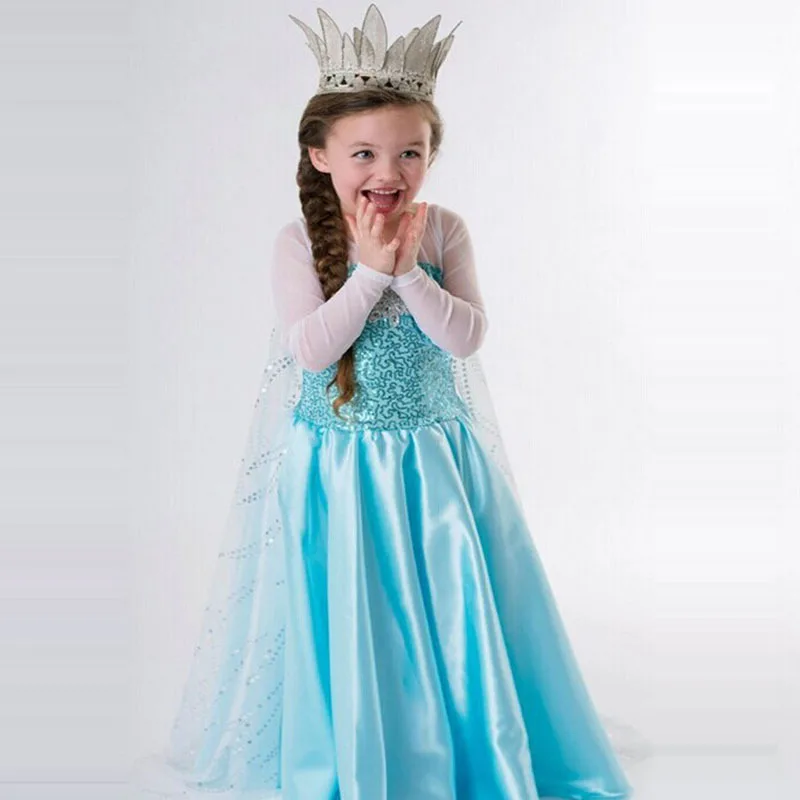Платье с единорогом Детские платья для девочек, Костюм Золушки платье принцессы для девочек детское праздничное платье Эльзы vestidos, на возраст 2, 3, 6, 8, 10 лет - Цвет: Blue
