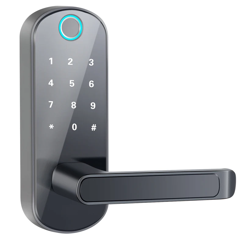 Черный JOHOX-Smart lock WiFi электронный деревянный дверной замок отпечаток пальца+ пароль+ карта салфетки+ ключ+ bluetooth+ Приложение - Цвет: Черный