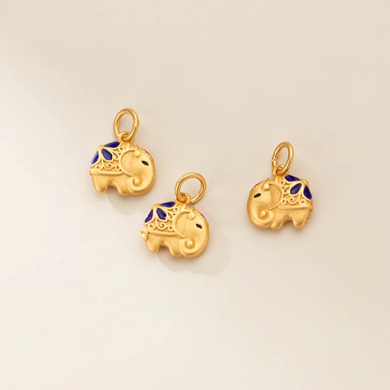 MEETSOFT 레트로 3D 코끼리 에나멜 18K 골드 도금 펜던트 매력 DIY 수제 만들기 용품 목걸이