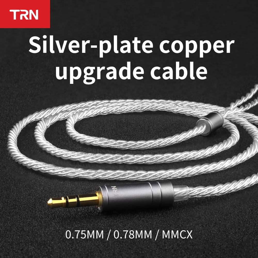 

NEW TRN A2 earphone silver plated upgrade cable 0.75\0.78\mmcx PIN For V80 V20 V10 AS10 IE80 V30 T2 t3 p1 F3 N3 V90 V30 S2 S7 N1