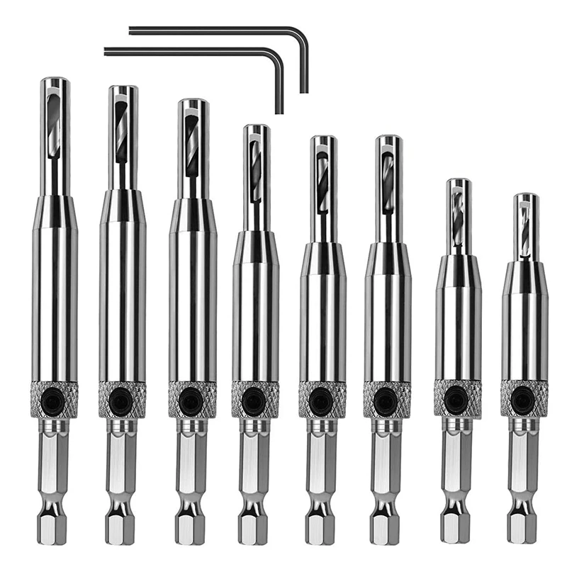 

10Pcs Hinge Drill Bit Set HSS Self Centering Drill Bits for Wood Door Window Cabinet Woodworking Hinge Hole Drill Bit