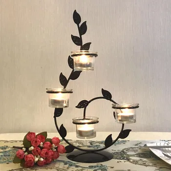 

European Wrought Iron Candle Holder Wedding Candlestick Valentine's Day Romantic Candlelight Dinner Decoration
