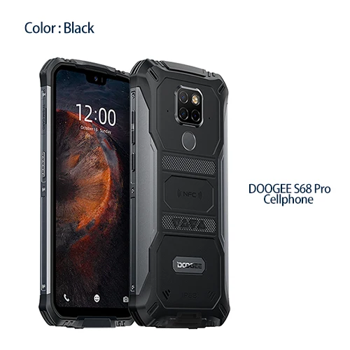 DOOGEE S68 Pro, прочный телефон, IP68, водонепроницаемый, Helio P70, четыре ядра, 6 ГБ, 128 ГБ, Беспроводная зарядка, NFC, 6300 мА/ч, 12В, 2 А, зарядка, 5,9 дюймов, FHD - Цвет: Standard-Black