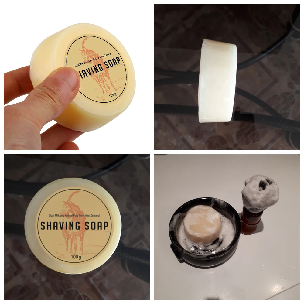 Shaving Cream Shaving Soap Bar 100g Goat Milk Men Beard Shaving Soap Cream Foaming Lather for Men Razor Barber Salon Traditional Man Wet Shaving Tool 3.5OZ