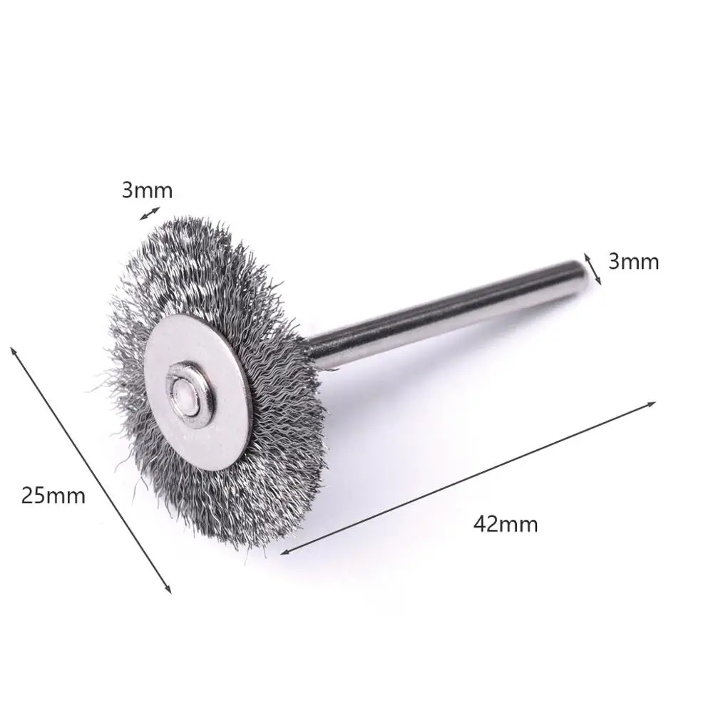 20pcs/set 25mm Steel Wire Wheel Brush For Mini Drill Rotary Tool Metal Rust Removal Dremel Polishing Accessories