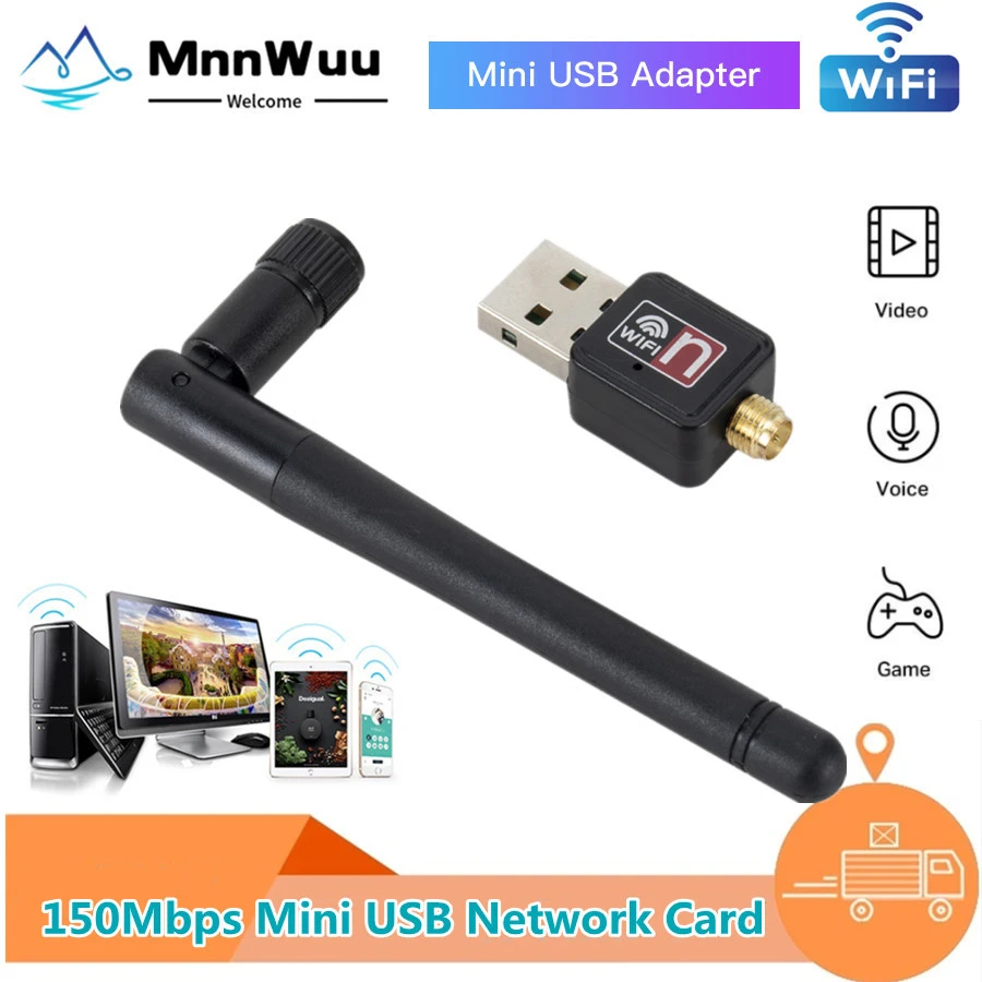 WiFi Wireless Network Card USB 2.0 150M 802.11 b/g/n LAN Adapter with rotatable Antenna for Laptop PC Mini Wi-fi Dongle lan adapter for mobile