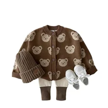 New Arrivel Toddler Baby Boy Knitwear Newborn Cardigans Girls Clothes Cartoon Bear Knit Sweater Kids Autumn Winter Outerwear