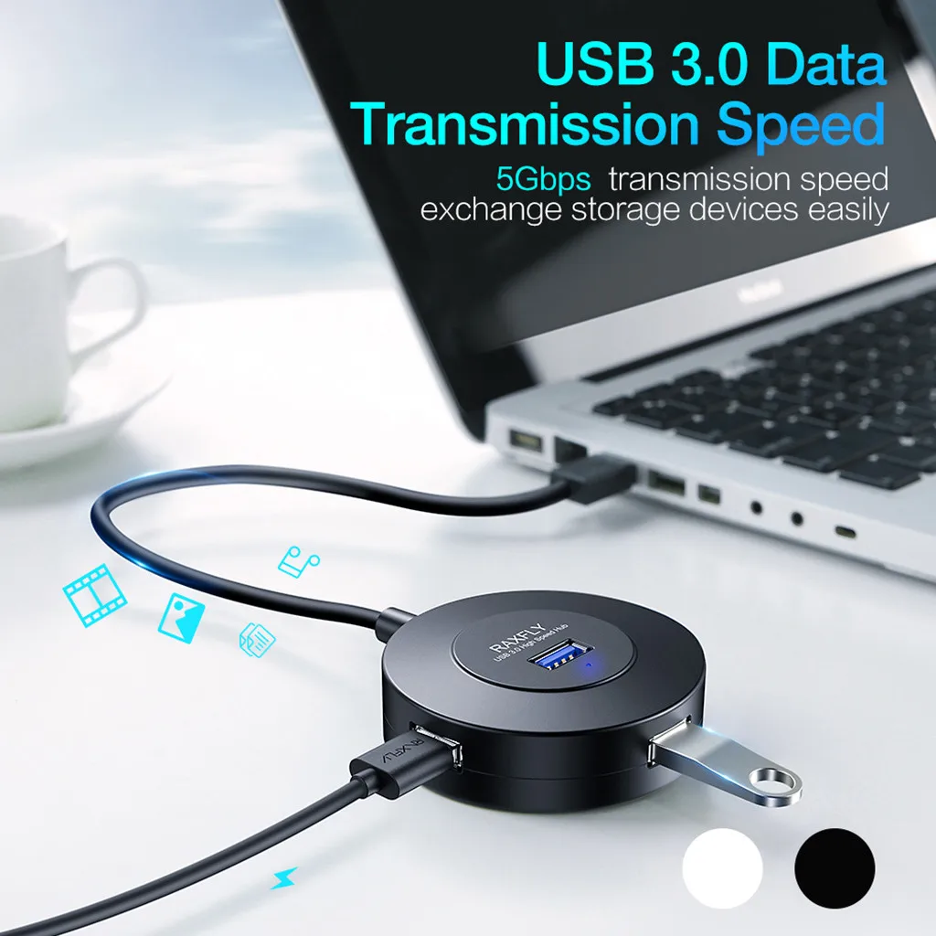 MODAO Slim Размеры дизайн USB3.0 сверхскорости 4-Порты и разъёмы 5 Гбит/с концентратор с вкл/выкл переключатель 8,28
