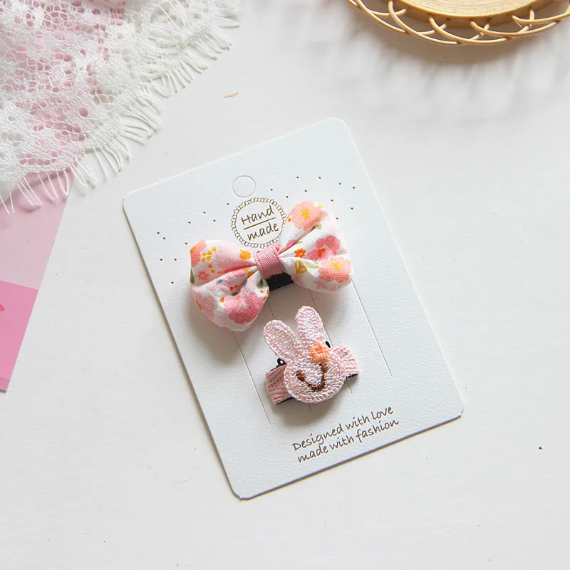 

2pcs/set Baby Bowknot Hairpins Print Flower Handmade Princess Barrettes Girls Bangs Clip Hair Accessories детские заколки
