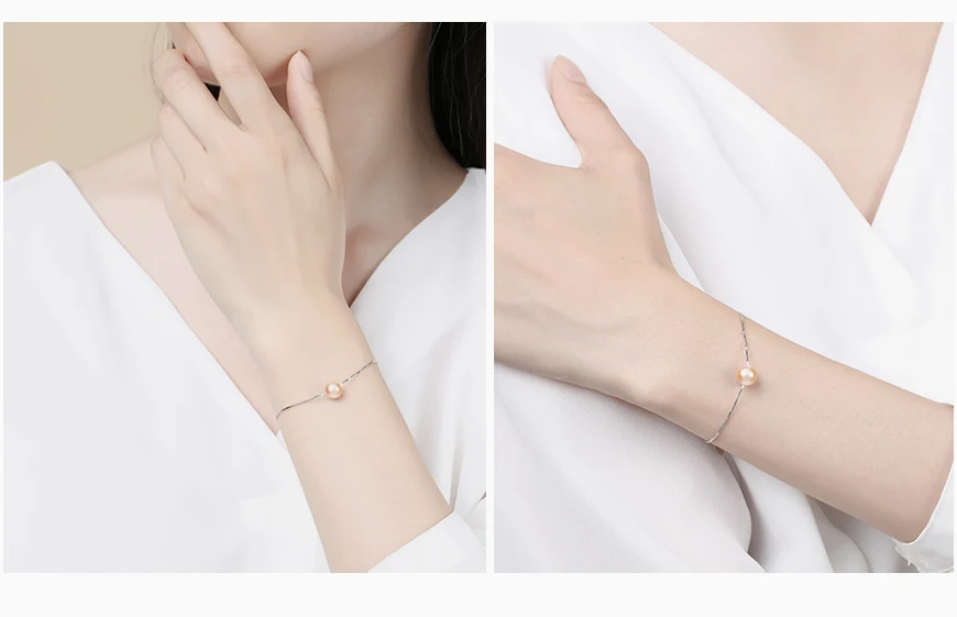 DMBFP138 браслет из пресноводного жемчуга 7-7,5 мм круглый жемчуг серебро 925 ювелирные изделия белый/розовый/фиолетовый браслет для женщин