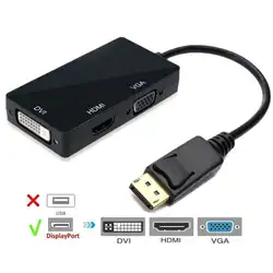 Новый 3 в 1 Дисплей Порт DP к HDMI DVI VGA Кабель-адаптер 1080P Дисплей порт конвертер Разъем для ПК проектор ноутбук HDTV