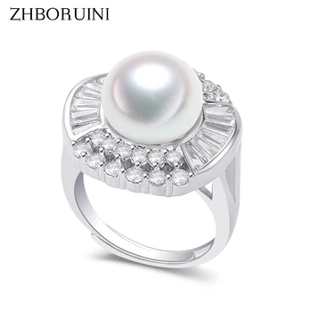 

ZHBORUINI 2020 Big Pearl Ring Natural Freshwater Pearl Zircon 925 Sterling Silver Good Quality Ring Jewelry For Women Wholesale