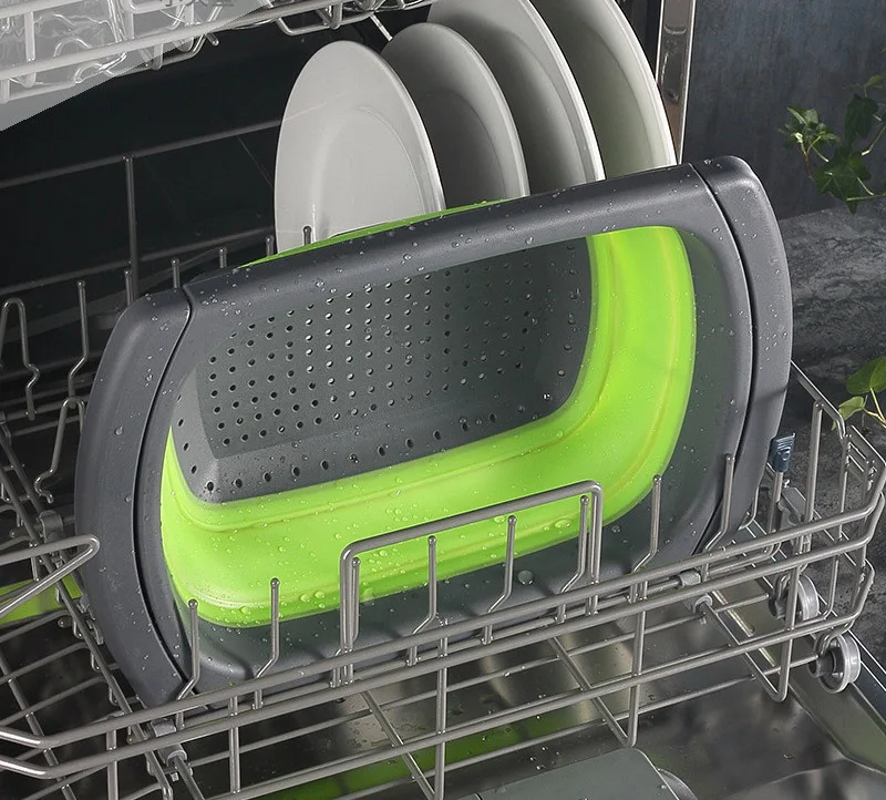 Экологичный кухонный Органайзер телескопическая складная корзина для слива растягивающаяся ручка кухонный гаджет для хранения Складная корзина ситечко