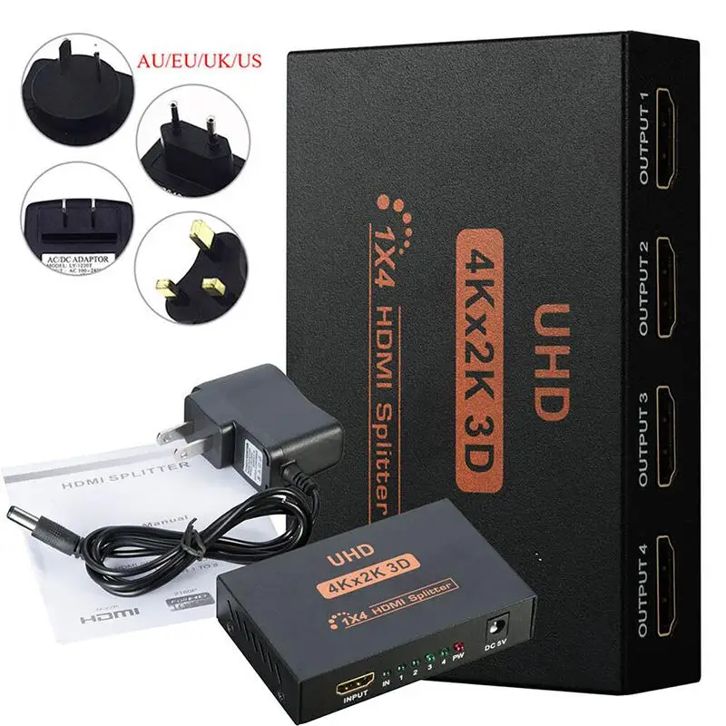 MeterMall Ultra HD 4K 4 порта HDMI сплиттер 1x4 ретранслятор усилитель 1080P 3D концентратор 1 в 4 из