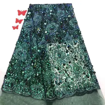

5 yards Soft hand cut Elegant African french lace fabric Shiny wedding Nigeria Ghana celebration dress with sequins good choice