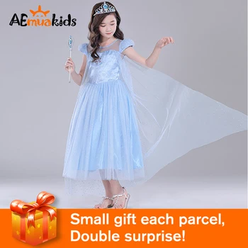 

Snow queen dress Elsa Dress for Baby Girls Princess Party Elsa Costume Kids Tulle Mesh blue Kids Girls Clothing Dresses ZL