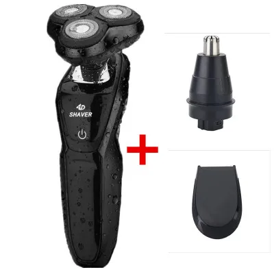 black Бритва для электробритва, мужская, моющаяся, USB, перезаряжаемая, беспроводная, 3D, умное управление, бритва, борода, машина для всего тела, водонепроницаемая - Цвет: black