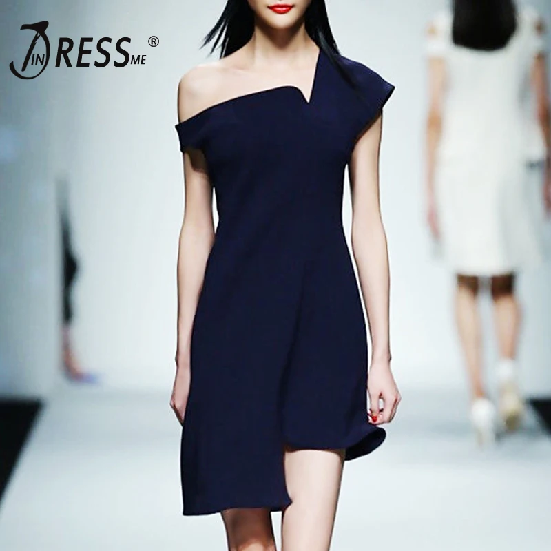 INDRESSME женское облегающее вечернее платье Asmmetrical женское платье на одно плечо Vestidos Новая мода