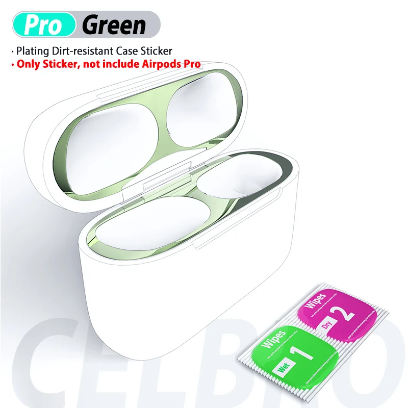 Металлическая защита от пыли для Apple Airpods Pro, наклейка для Air Pods Pro, чехол, защитная пленка, аксессуары - Цвет: Green