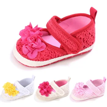 

2019 Hot Sale Newborn Baby Shoes Toddler Soft comfort Cotton Fabric Flower Ball Princess Baby Girl Shoes First Walkers Shoes
