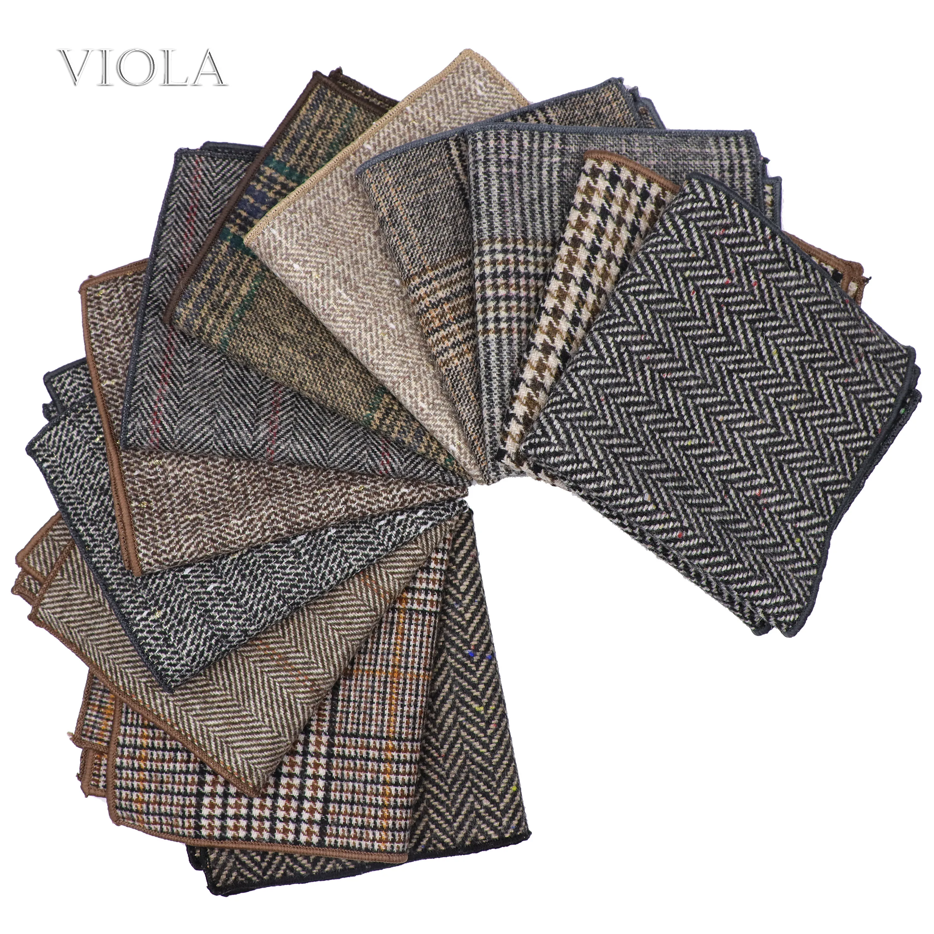 Classic Plaid Striped Soft 50%Wool Cashmere Pocket Square 24cm Men Suit Hanky Party Handkerchief Tuxedo Tie Matching Winter Gift |