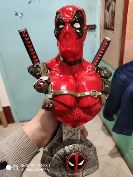 

[Top] 33cm X-Men Superhero Deadpool Bust Head portrait Resin Action Figure statue Collectible Model home decoration toy gift