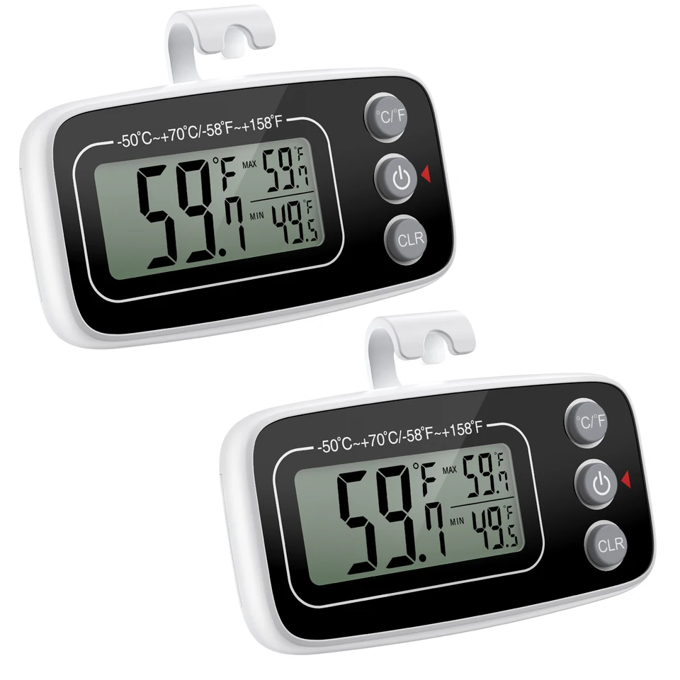 Rosenstein & Söhne termometro per frigorifero: Termometro digitale per frigorifero e congelatore, 2 sensori wireless, nero (termometro per congelatore