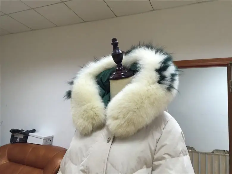 Women Winter White Duck Down Long Coat With Real Raccoon Fur Collar Hooded Jacket Female Casual Warm Down Parka Jacket N142