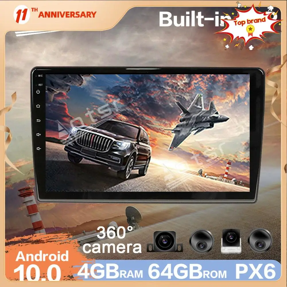 Android 10 Автомобильный мультимедийный dvd-плеер 360 панорамных камер PX6 4G + 64GB GPS
