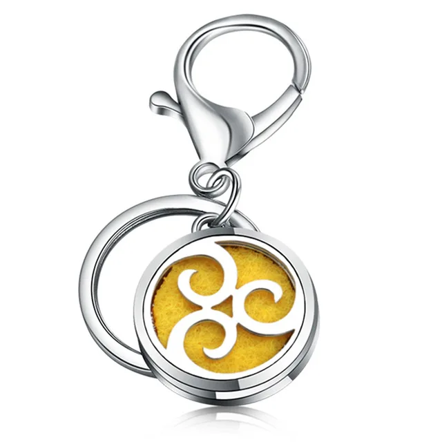Fashion Round Little Love KeyChain Jewelry Stainless Steel Essential Oil Diffuser Perfume Aromatherapy Locket Key Chain Jewelry 1PCS