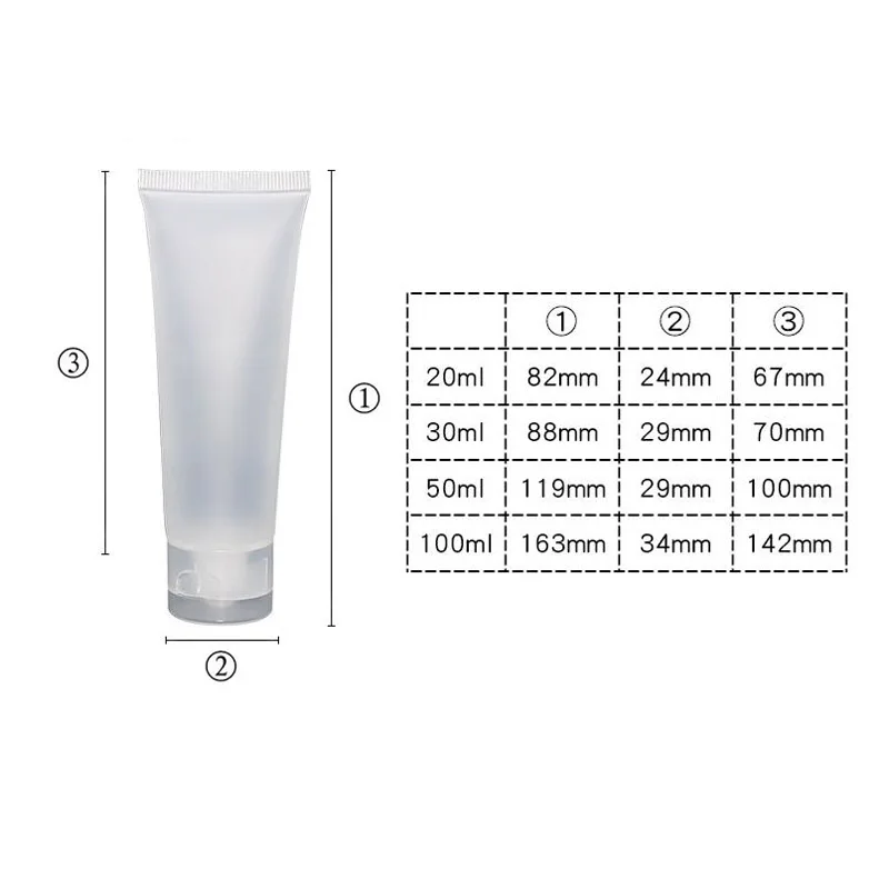 20 Вт, 30 Вт, 50/100 ML Пустые Пластик Портативный Трубки Squeeze косметические крема лосьона дорожная Бутылка Контейнер макияжа банки пустая бутылка