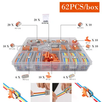 

Lever Nuts,Combination of Conductor Compact Quick Wire Connectors 212,213,214,215,2-2,2-3 Complimentary Clasp & Screw