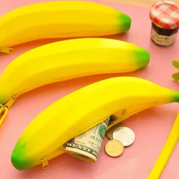 

Cute Silicone Banana Coin Pencil Case Holder Unisex Change Purse Bag LX9F