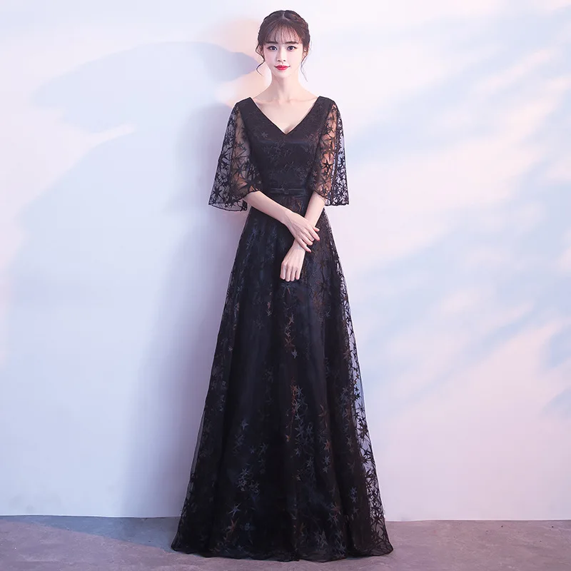 

2020 Rushed Vestido De Noiva Gengli Banquet Evening Dress 2020 New Slim Host Female Elegant Sexy Thin Princess Performance Long