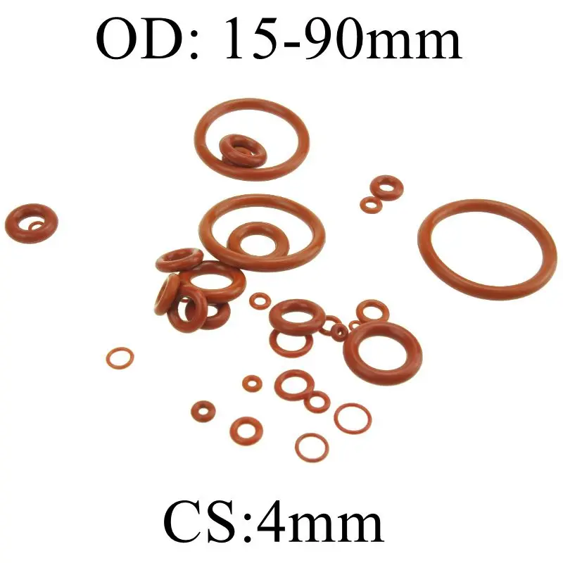 4mm Thickness Silicon Rubber O-ring Sealing 15-90mm OD Red Heat Resistance O Ring Seals Gaskets | Обустройство дома