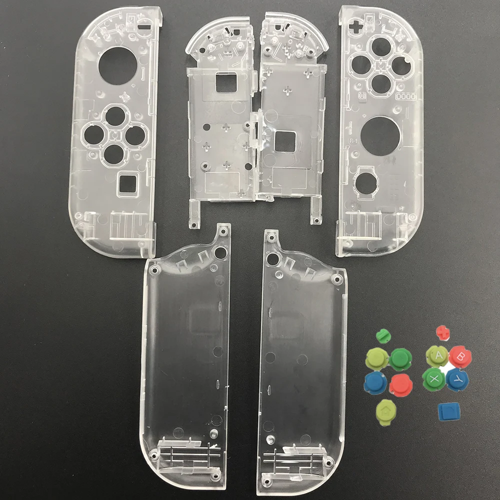 10 комплектов пластиковый чехол Joy Con для nintendo Switch, прозрачный пользовательский контроллер, цветные кнопки - Цвет: Clear