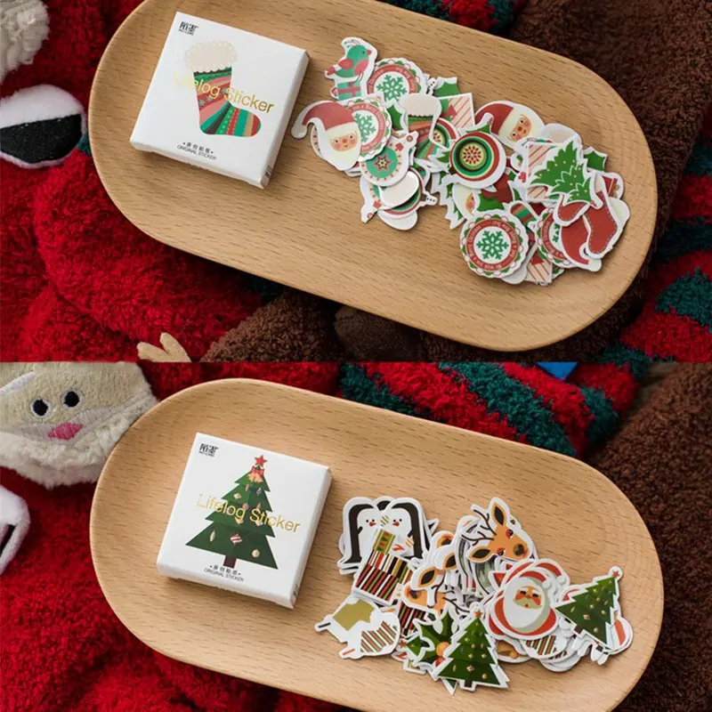 50 pcs/bag Cute Christmas theme adhesive paper sticker Christmas tree decoration DIY Card Scrapbooking stationery paper stickers