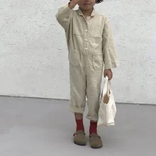 Новое поступление, комбинезон для девочек и мальчиков, осенние детские штаны высокого качества для детей 1-7 лет