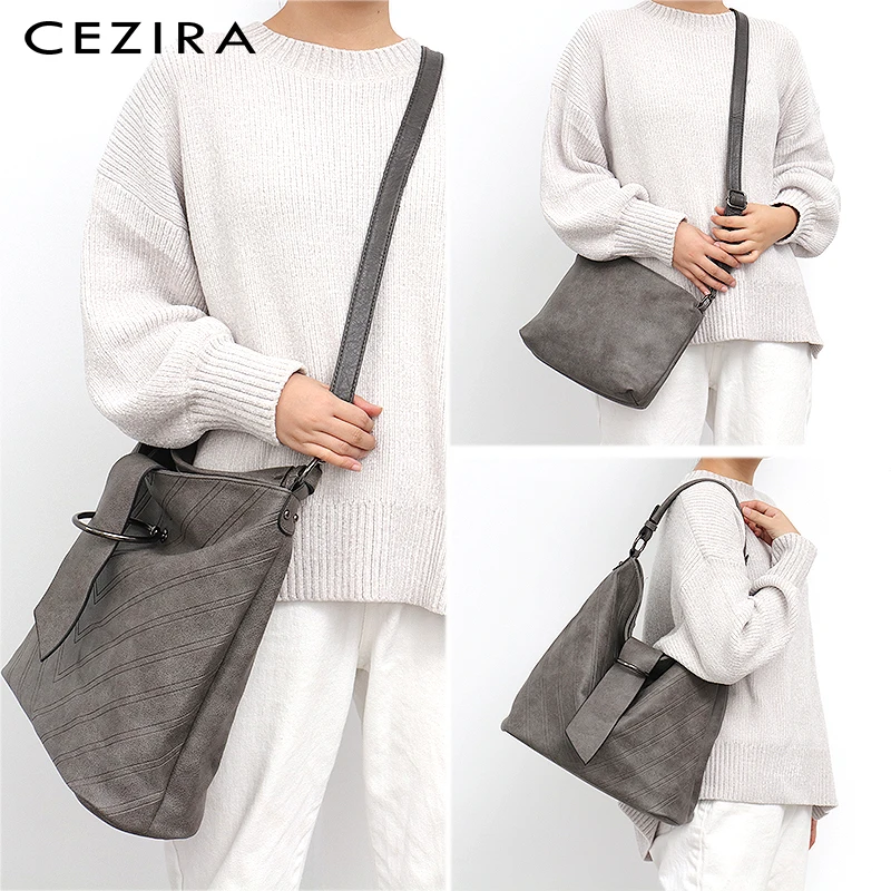 CEZIRA, брендовая дизайнерская женская сумка, модная, из Веганской кожи, Хобо, Большая вместительная сумка на плечо, сумка-вкладыш, Женская Повседневная Сумочка через плечо