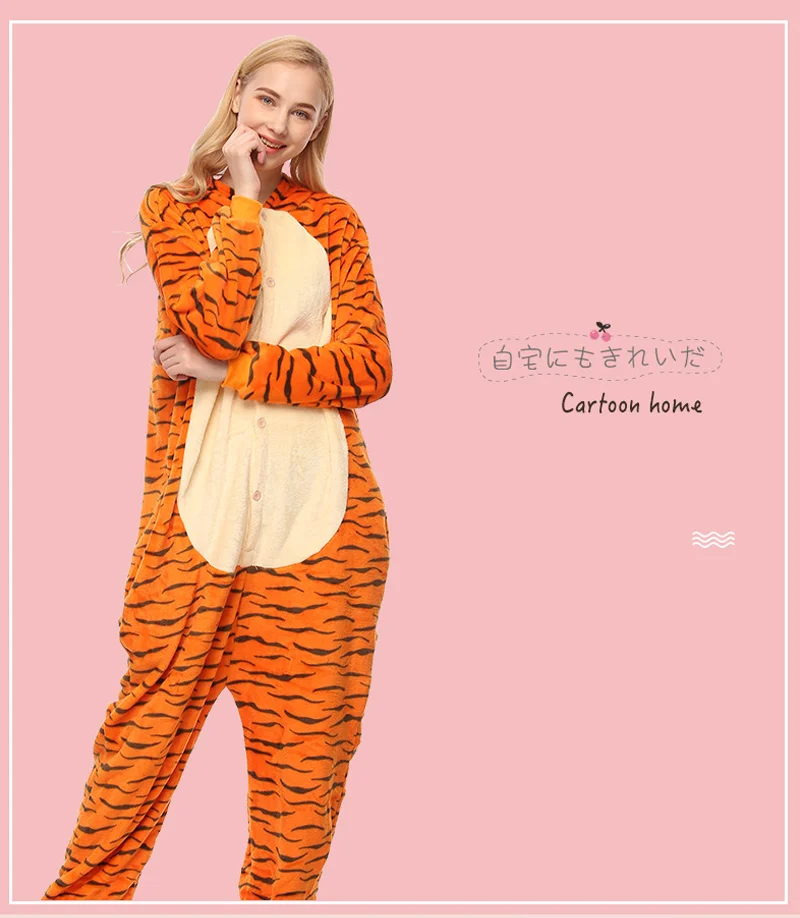 Norns Tigger милые женские пары зимние домашние фланелевые с длинным рукавом утолщенные мультфильм животных кусок пижамы