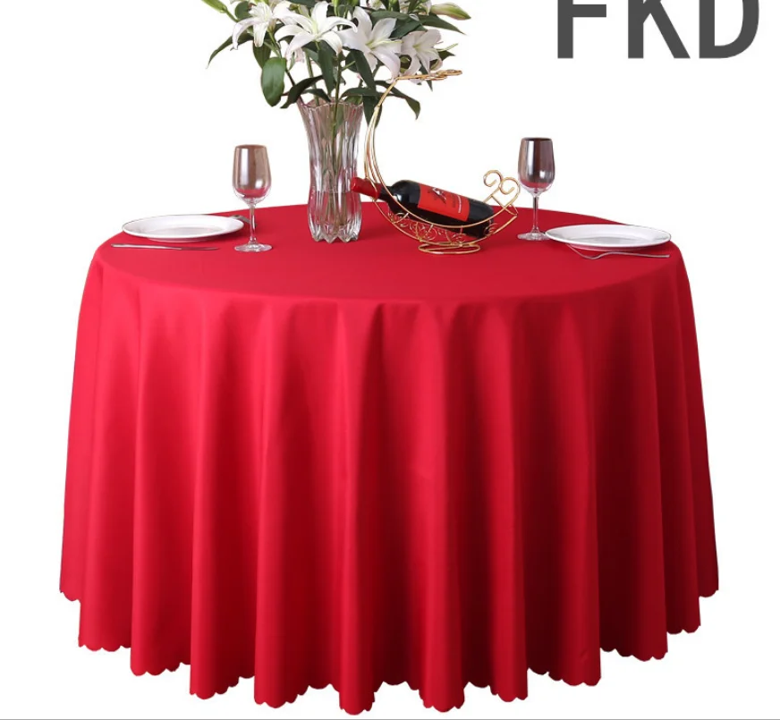 Home Fabric Solid Color Wedding Tablecloth Hotel Banquet Hotel Round