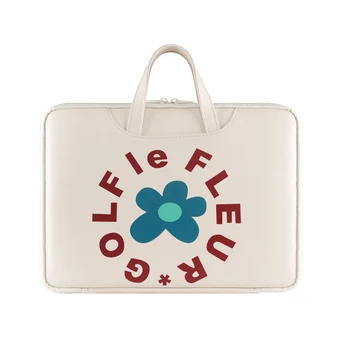 

Cute Kawaii Waterproof White Flower 13 14 15 inch PU Computer Laptop Bag Briefcase Case for MacBook Xiaomi Huawei HP Dell XPS