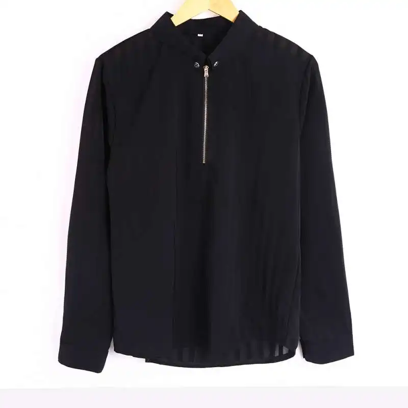 Fall Men Casual Shirts Autumn Fashion Pure Color Man Long Sleeve Slim Fit Leisure Styles Business Shirt - Color: Black