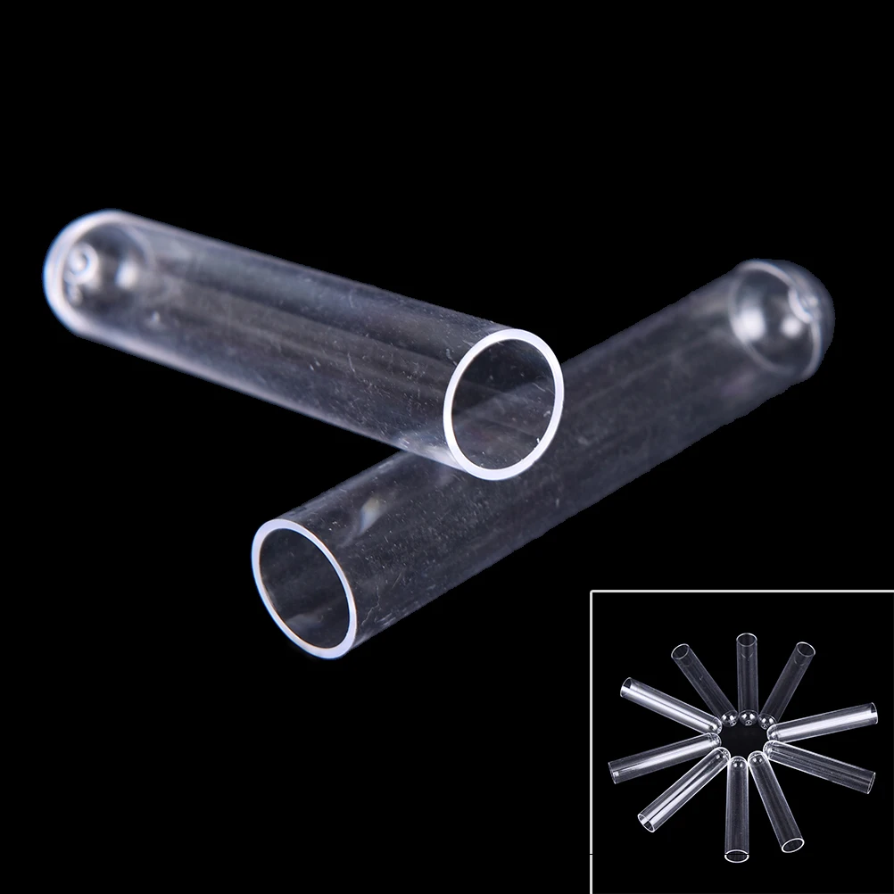 10pcs 12*60mm Clear Plastic Test Tubes Hard plastic test trial tube for Office School Chemistry Supplies New