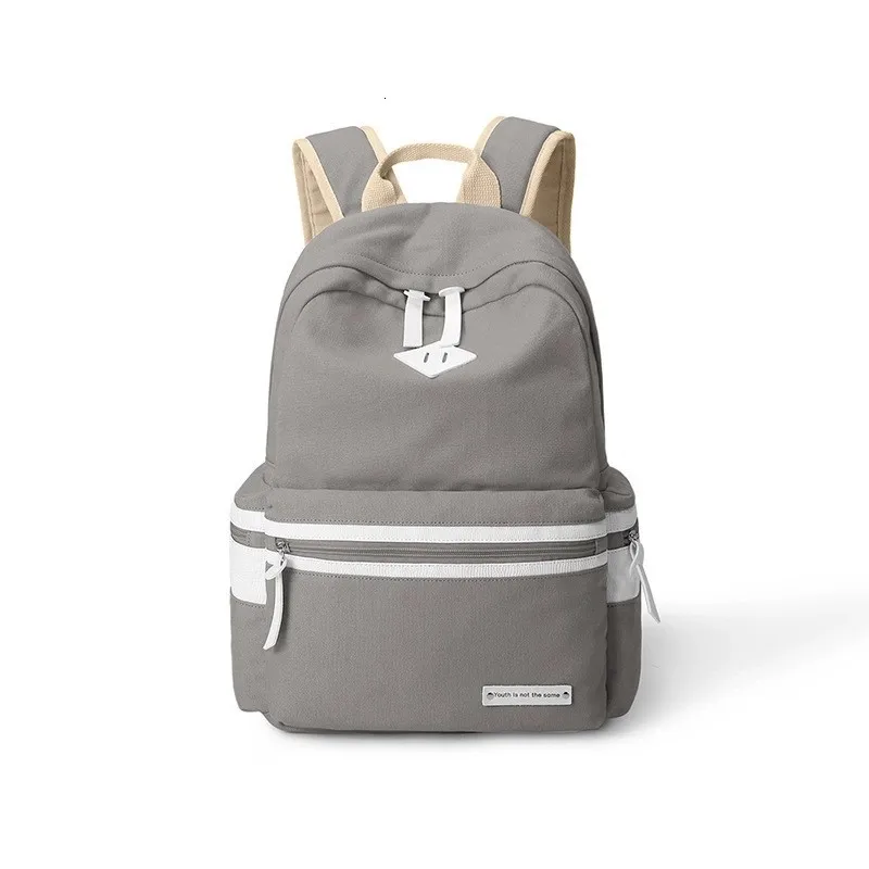 School Bag Stripes Canvas Backpack Schoolbags Stylish Students School Backpack For Girls Travel Bags Laptop backpack - Цвет: Gray