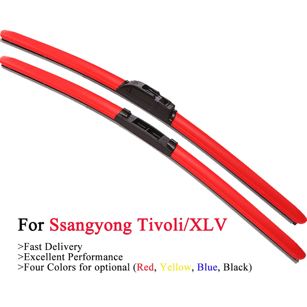 

HESITE Colorful Front Wiper BladeS For Ssangyong Tivoli XLV Accessories 2019 2020 Blue Black Colors Hybrid Wipers Boneless Red