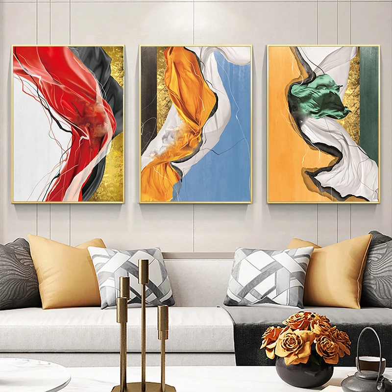 Настенное искусство домашний декор абстрактная красочная Летающая лента холст