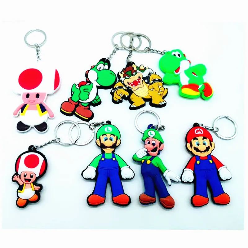 Игра Super Mario Bros ПВХ брелок Луиджи Марио Персик Принцесса Боузер Мультфильм фигурки брелок для мужчин ребенок llaveros hombre брелок